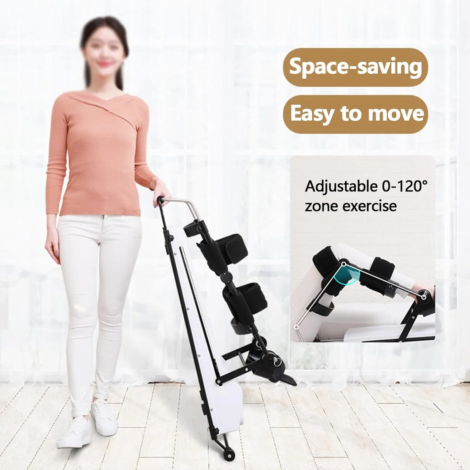 Electric Knee Rehabilitation Trainer,10 Speeds Adjustable,Adjustable Size,Screen Display,for Joint Stiffness(175cm) Left