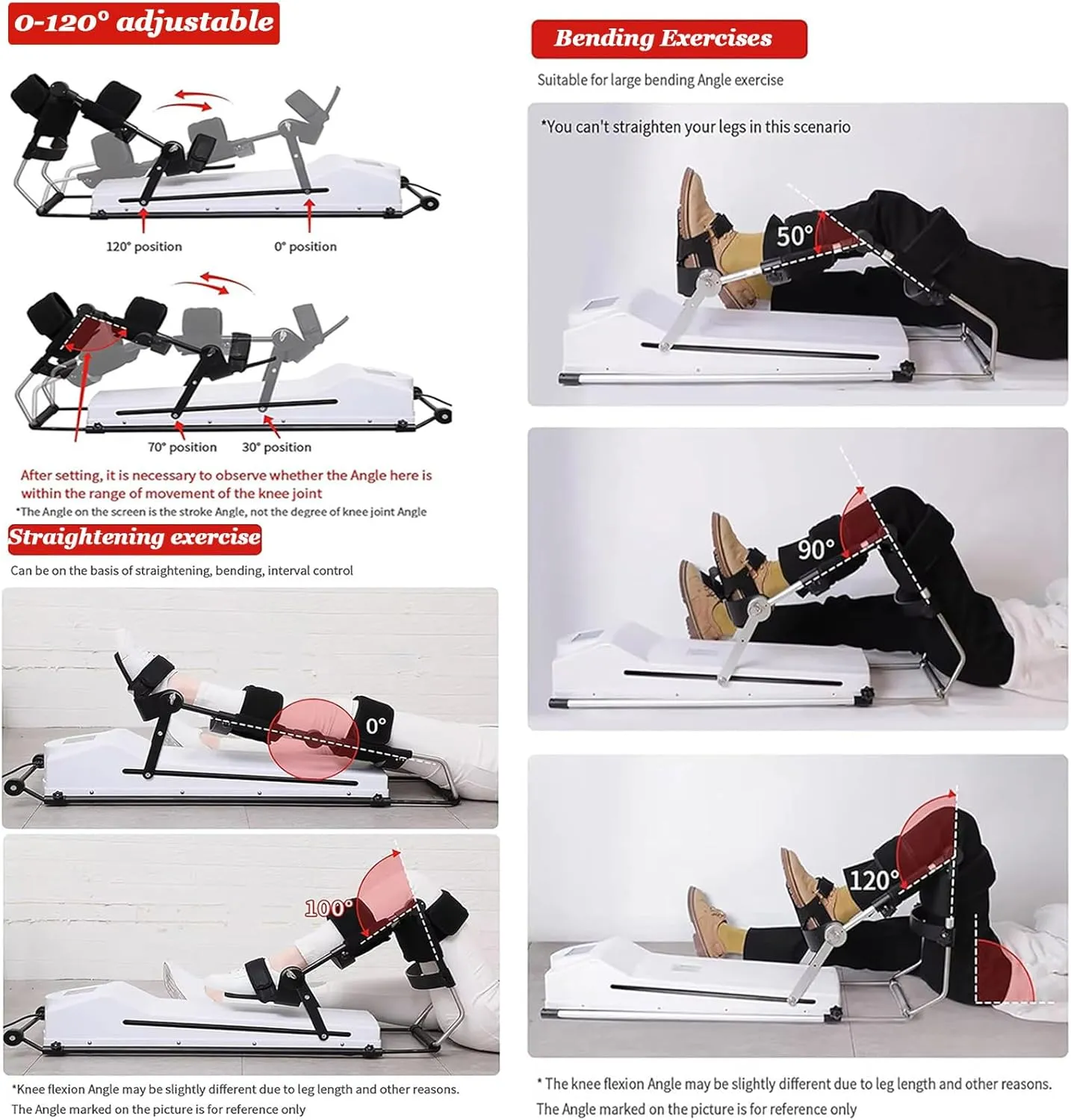 Electric Knee Rehabilitation Trainer,10 Speeds Adjustable,Adjustable Size,Screen Display,for Joint Stiffness(175cm) Left