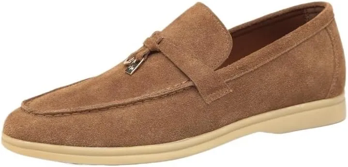 Elegant Men's Suede Leather Penny Loafers with Chunky Platform, Non-Slip Lug Sole, and Round Toe Design for Business and Casual Wear