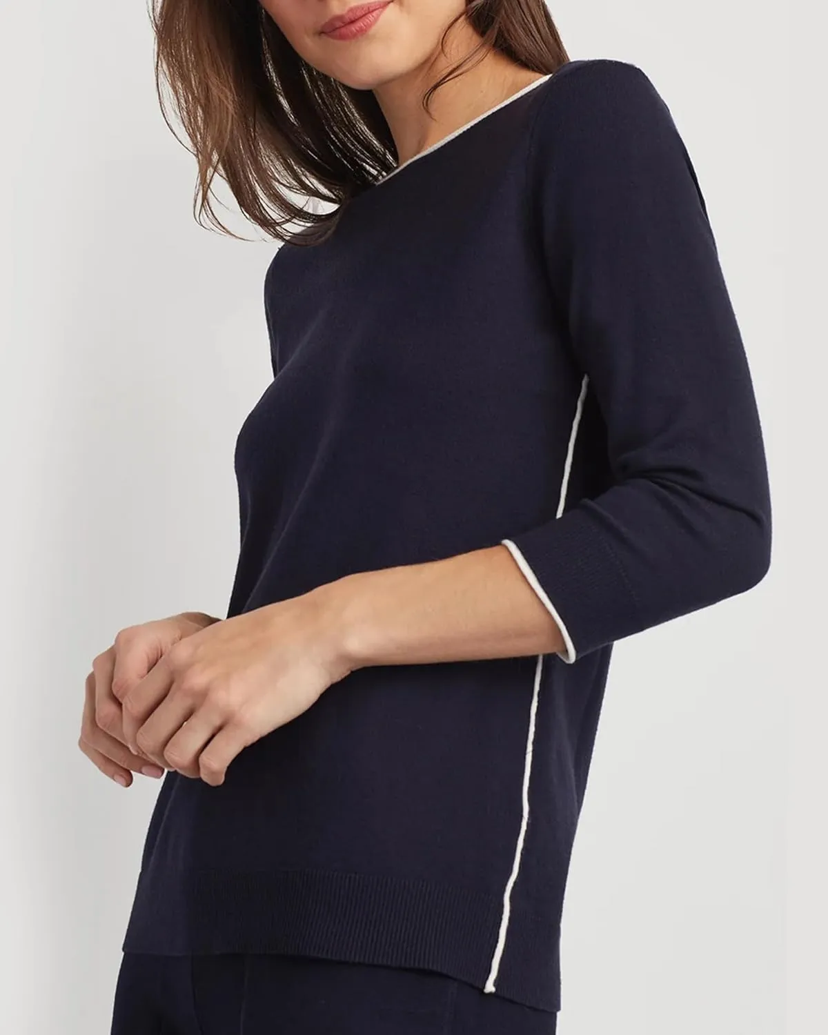 ELLEN TRACY Women's Crew Neck Sweater, Blair Long Sleeve Pullover Crewneck Top