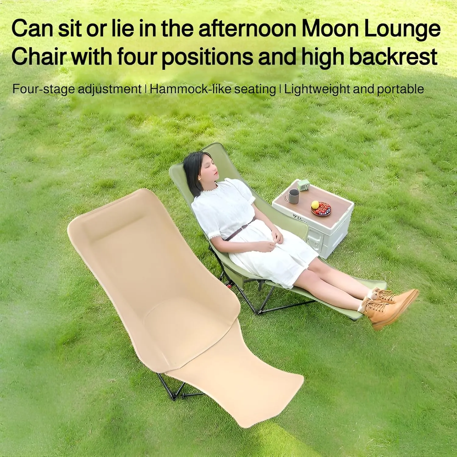 Ellniges]【-Day Comfort Folding Chair Outdoor Reclining Lounge Chair with 4-Position Backrest & Detachable Footrest - Spacious 27" Wide for Camping, Stargazing, Backyard - Premium 600D Oxford Fabric