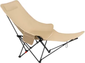 Ellniges]【-Day Comfort Folding Chair Outdoor Reclining Lounge Chair with 4-Position Backrest & Detachable Footrest - Spacious 27" Wide for Camping, Stargazing, Backyard - Premium 600D Oxford Fabric