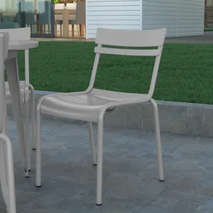 EMMA   OLIVER Rennes Armless Stacking Dining Chair - Indoor/Outdoor 2-Slat Chair with Powder Coated Frame - Quicksilver