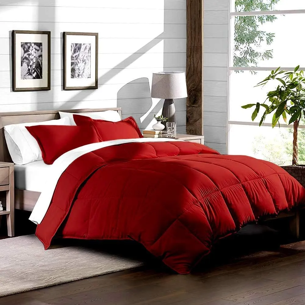 Emperor King Bed in a Bag 1000 Thread Count 7 Piece Burgundy Comforter Set with Sheets (Comforter   Flat   Fitted 16 Inches   4 Pillowcases) 500 GSM All Season Bedding Sets