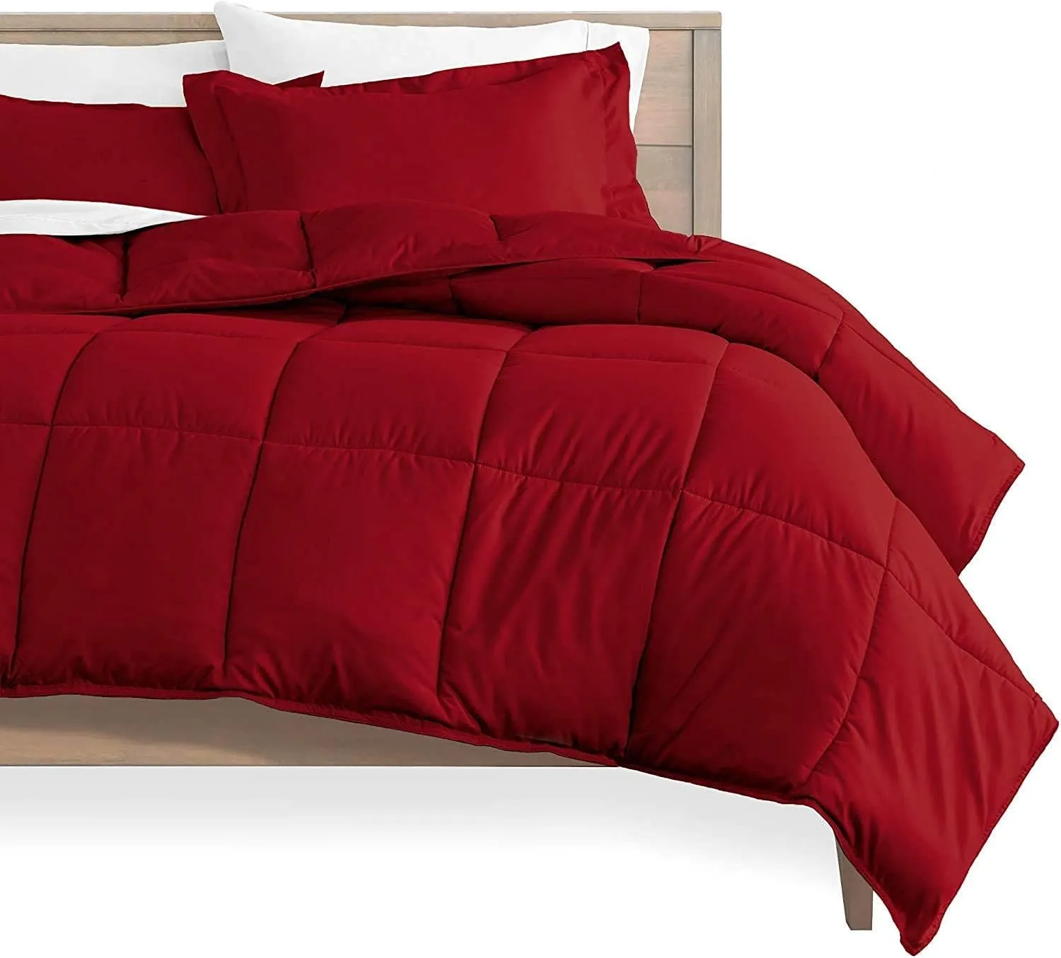 Emperor King Bed in a Bag 1000 Thread Count 7 Piece Burgundy Comforter Set with Sheets (Comforter   Flat   Fitted 16 Inches   4 Pillowcases) 500 GSM All Season Bedding Sets