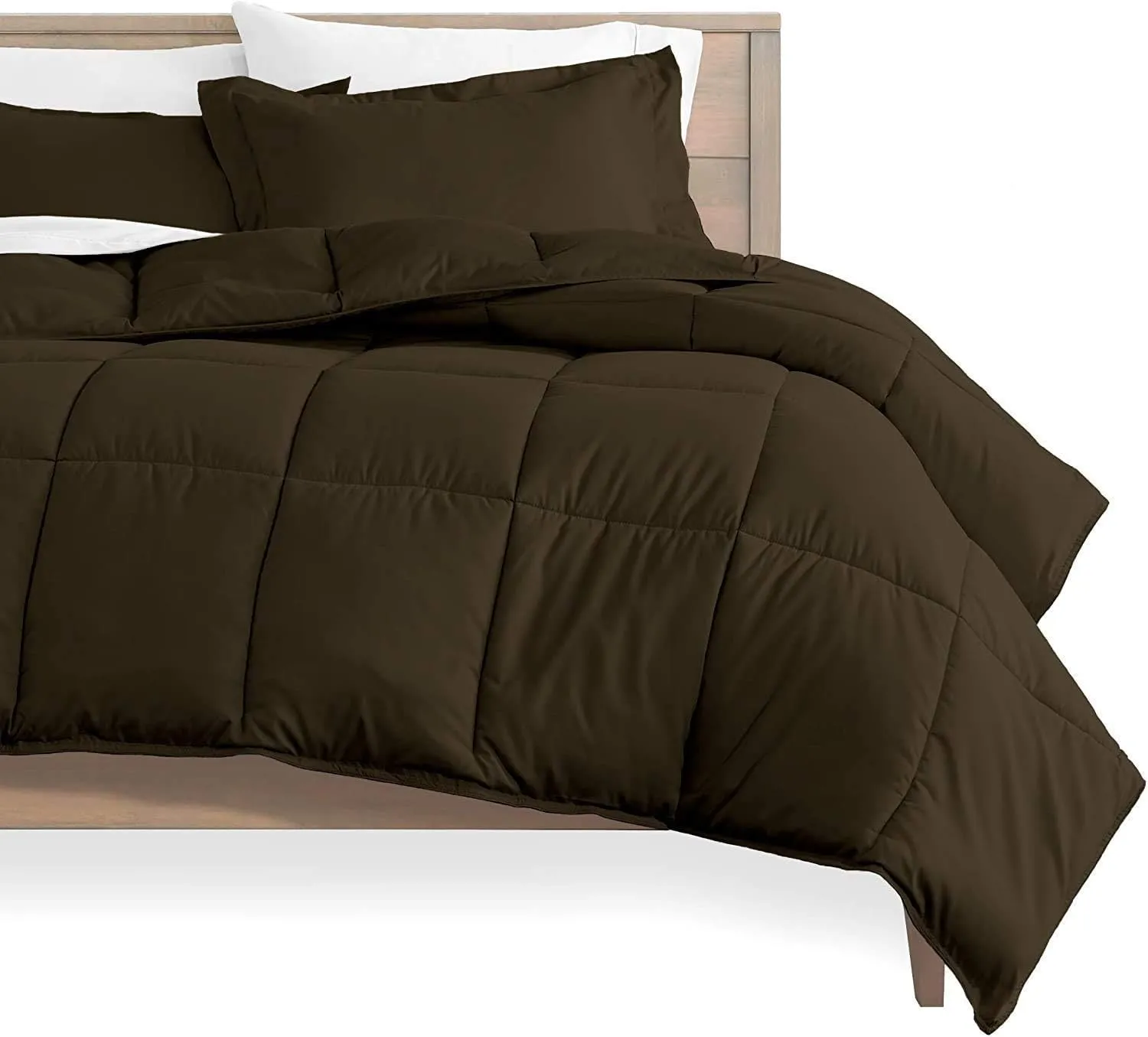 Emperor King Bed in a Bag 7-Pieces 600 Thread Count Chocolate Comforter Set with Sheets (Comforter   Flat   Fitted 18''   4 Pillowcases) 400 GSM All Season Bedding Sets
