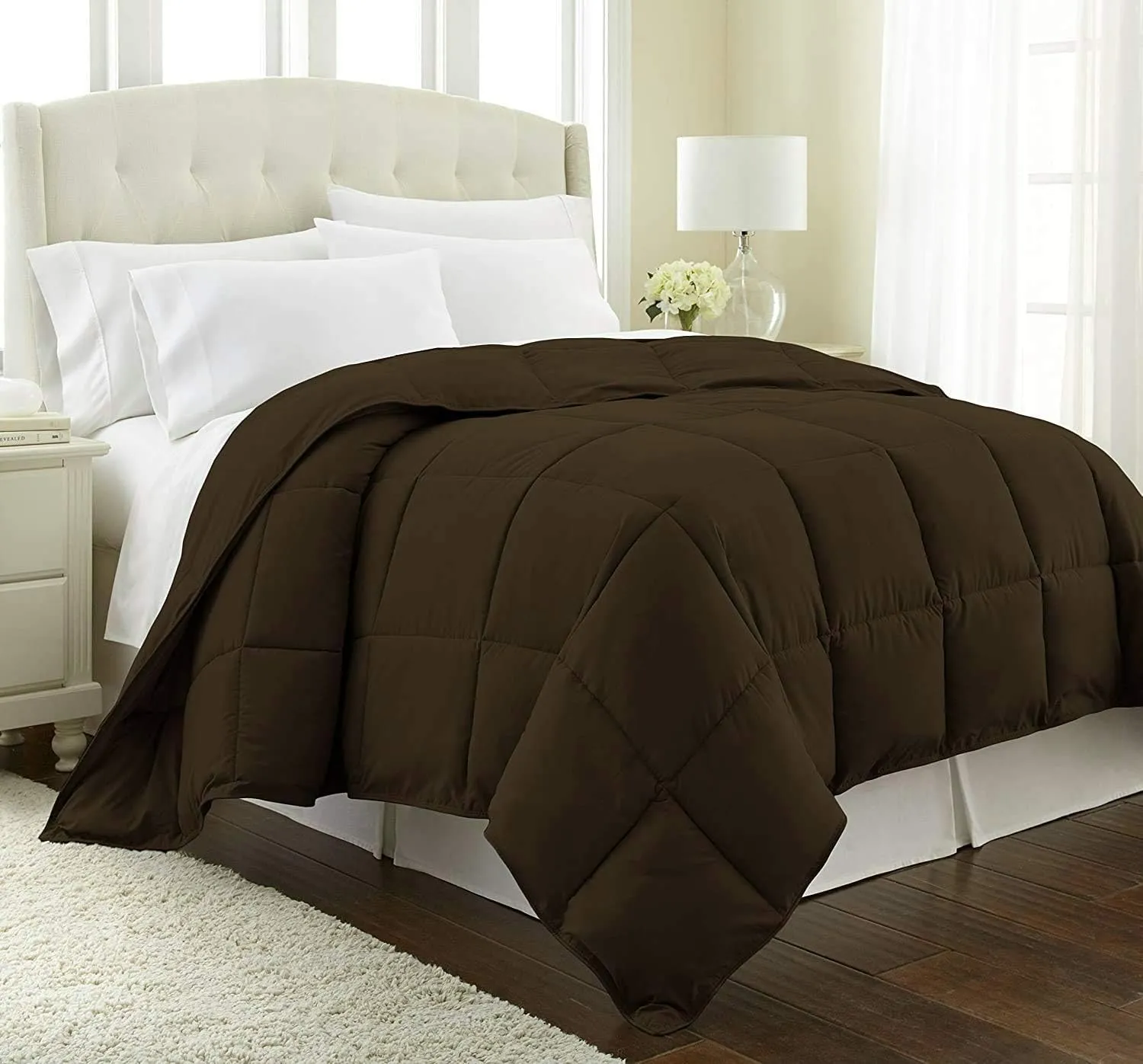 Emperor King Bed in a Bag 7-Pieces 600 Thread Count Chocolate Comforter Set with Sheets (Comforter   Flat   Fitted 18''   4 Pillowcases) 400 GSM All Season Bedding Sets