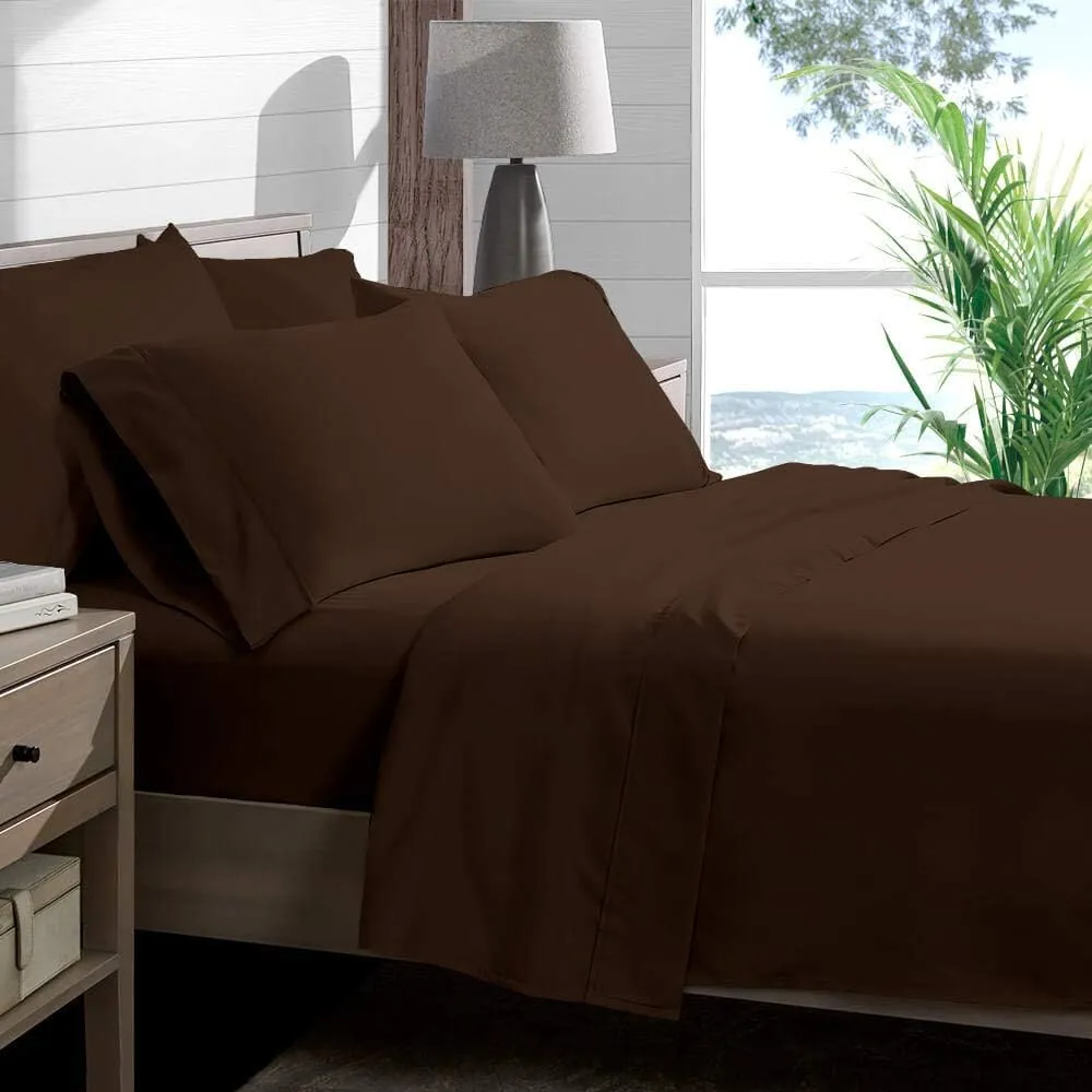 Emperor King Bed in a Bag 7-Pieces 600 Thread Count Chocolate Comforter Set with Sheets (Comforter   Flat   Fitted 18''   4 Pillowcases) 400 GSM All Season Bedding Sets