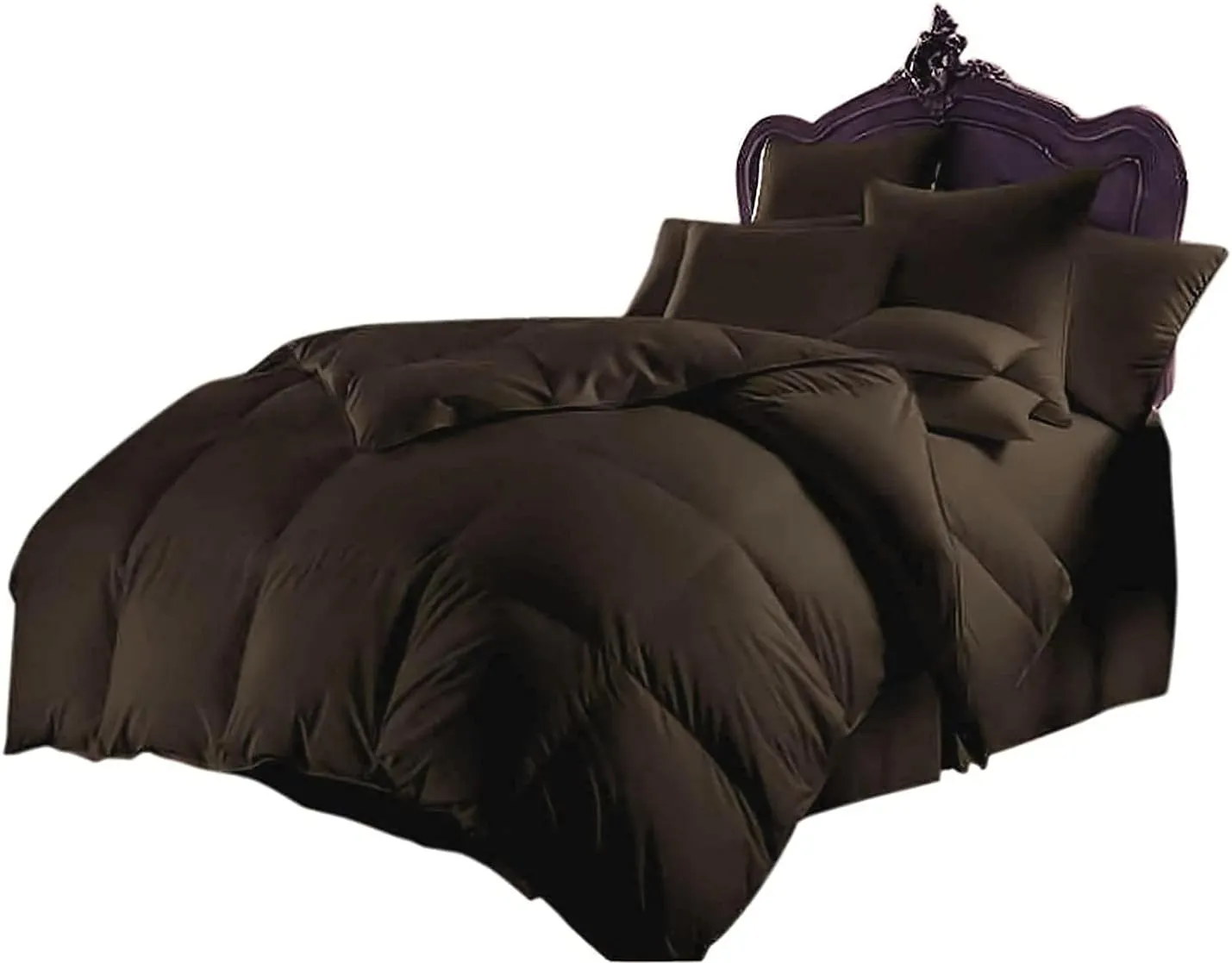 Emperor King Bed in a Bag 7-Pieces 600 Thread Count Chocolate Comforter Set with Sheets (Comforter   Flat   Fitted 18''   4 Pillowcases) 400 GSM All Season Bedding Sets