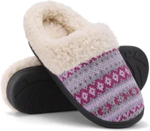 Evshine Warm Knit House Slippers for Women Comfy Fleece Lined Winter Slippers with Memory Foam and Indoor Outdoor Soles