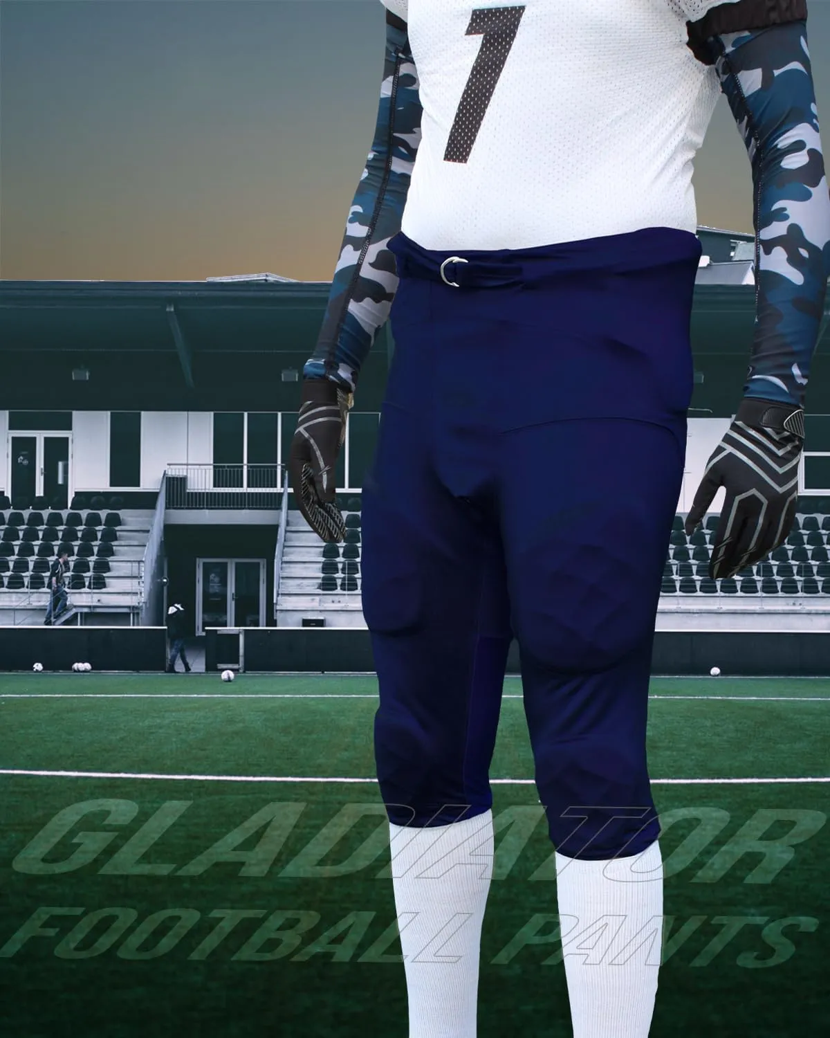 Exxact Sports Gladiator Mens Integrated Football Pants with Built-in Pads, Lightweight Ultra Flex Football Practice Pants