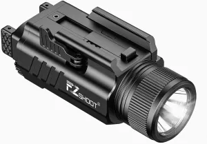 EZshoot 2000 Lumen Tactical Flashlight for Pistol, High Lumen LED Weaponlight with Quick Install Adjustable Slide Rail, Magnetic Rechargeable Strobe Flashlight for Picatinny or GL Rail