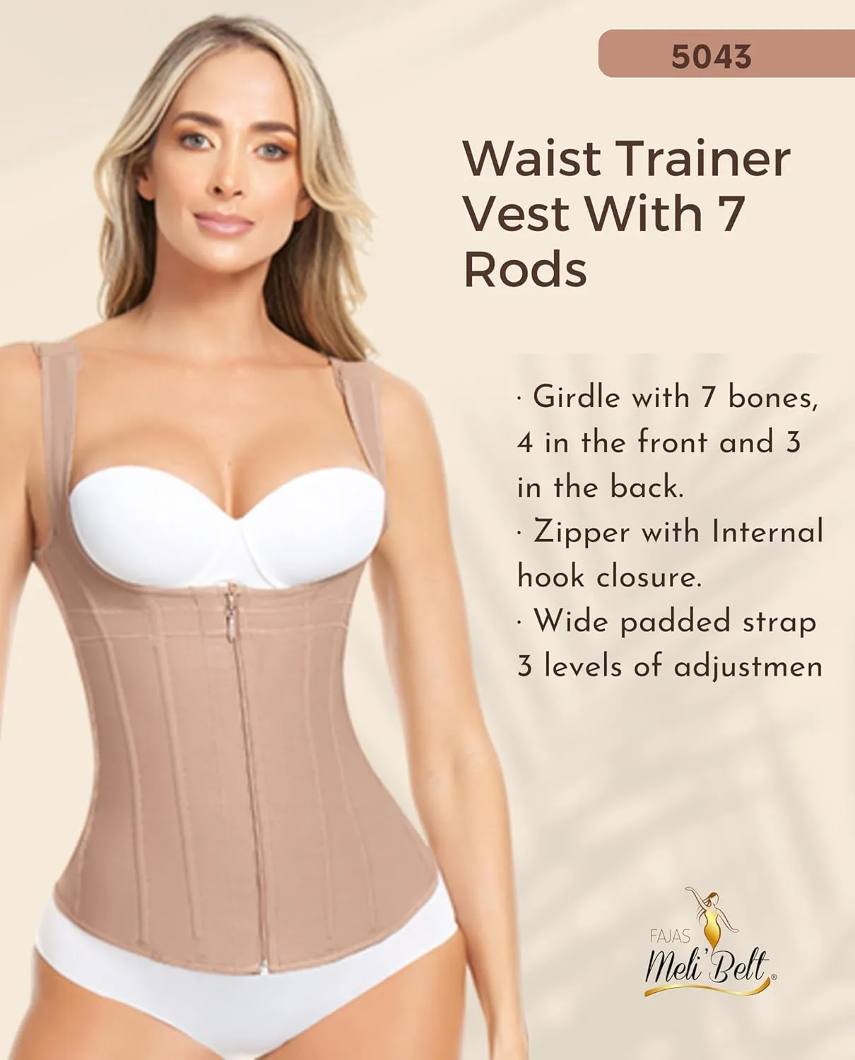 FAJAS MELI'BELT 5044/5043 Vest 7 Bones Faja Chaleco Colombiano High Compression