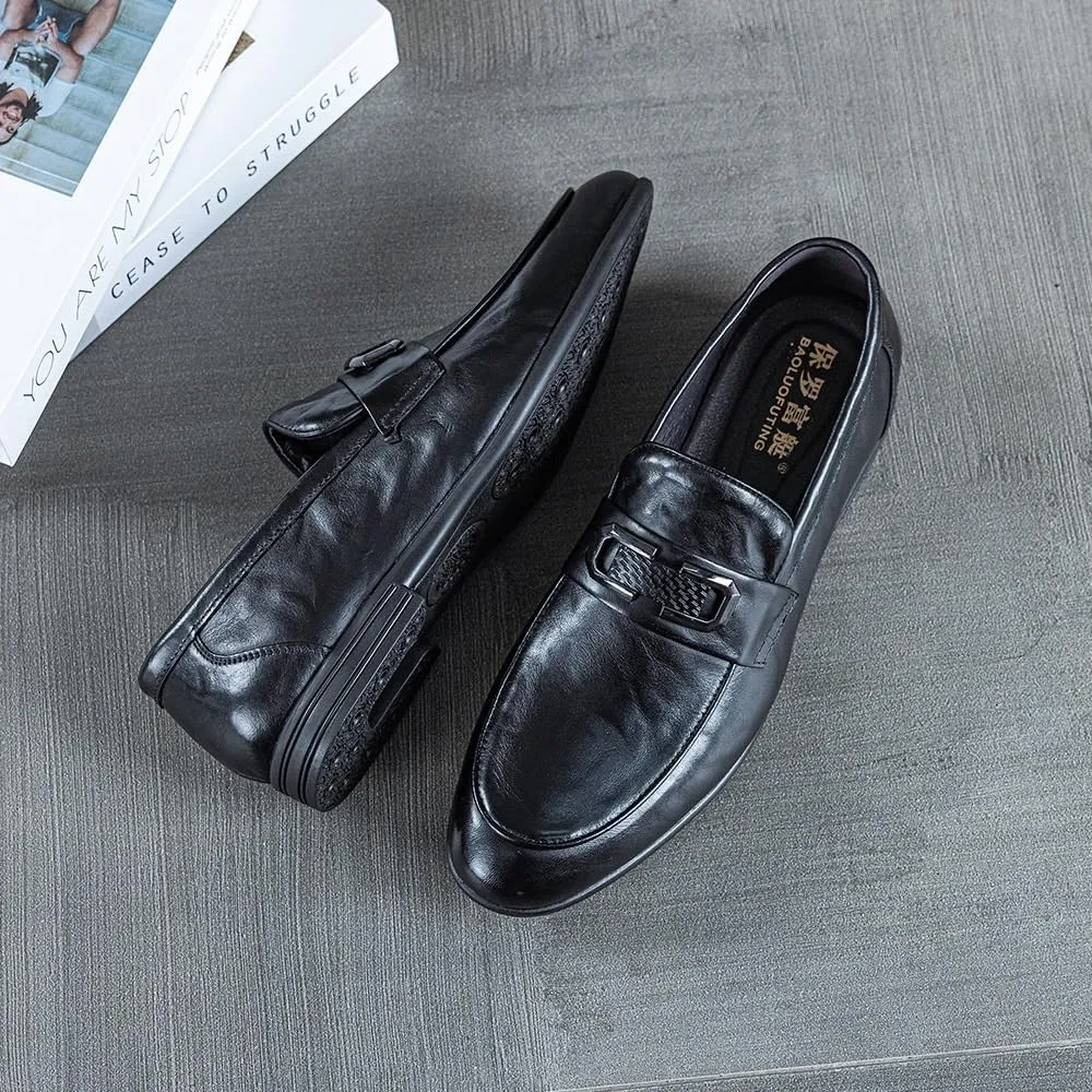 Fashion Business Loafer Leather Casual Sneakers for Mens Slip-On Shoes with Non-Slip Sole Classic Horsebit Tuxedo Wedding Shoes