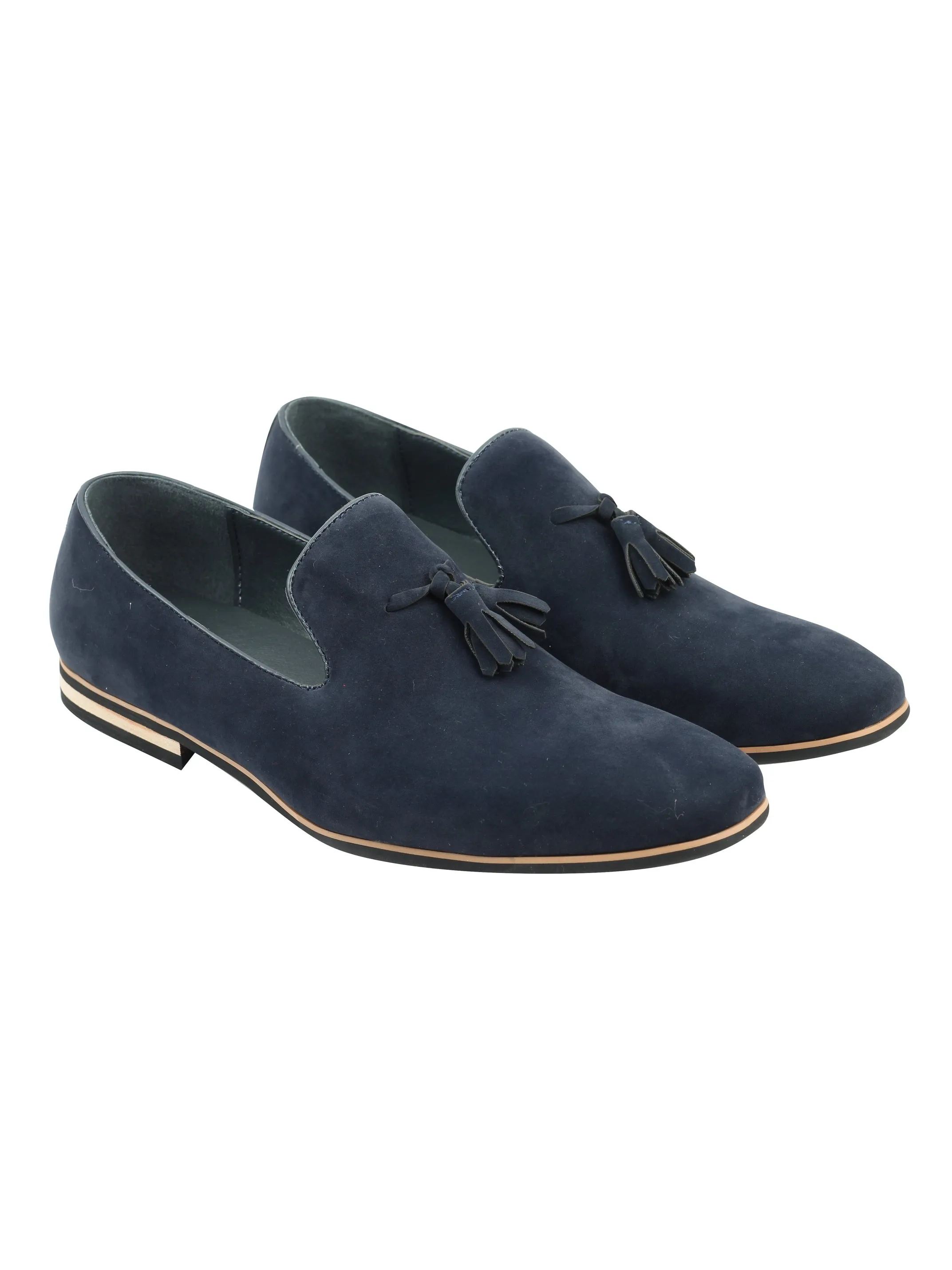 FAUX LEATHER TASSEL DESIGN BLUE LOAFERS
