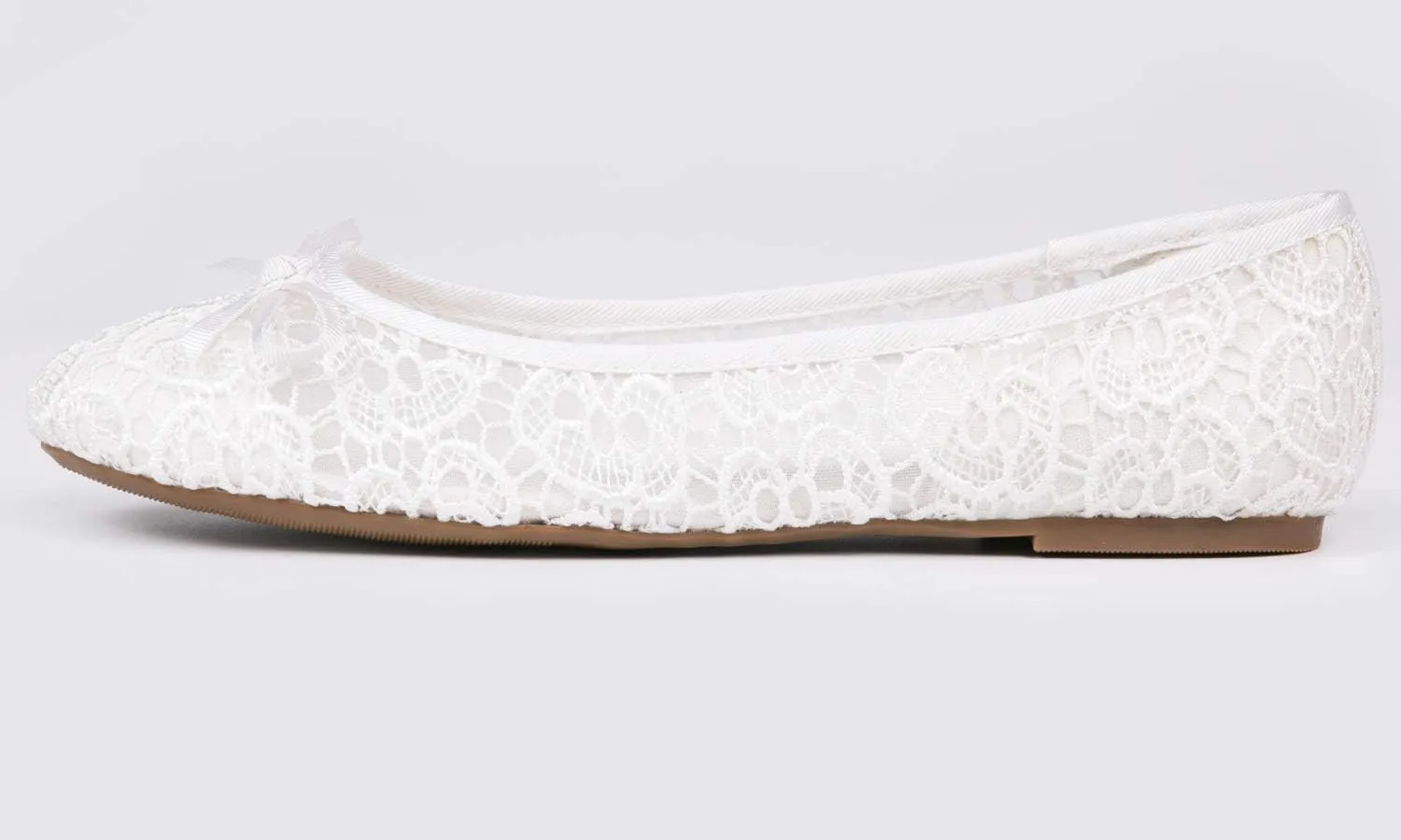 FEVERSOLE Round Toe Lace Ballet Crochet Flats Women's Comfy Breathable Shoes