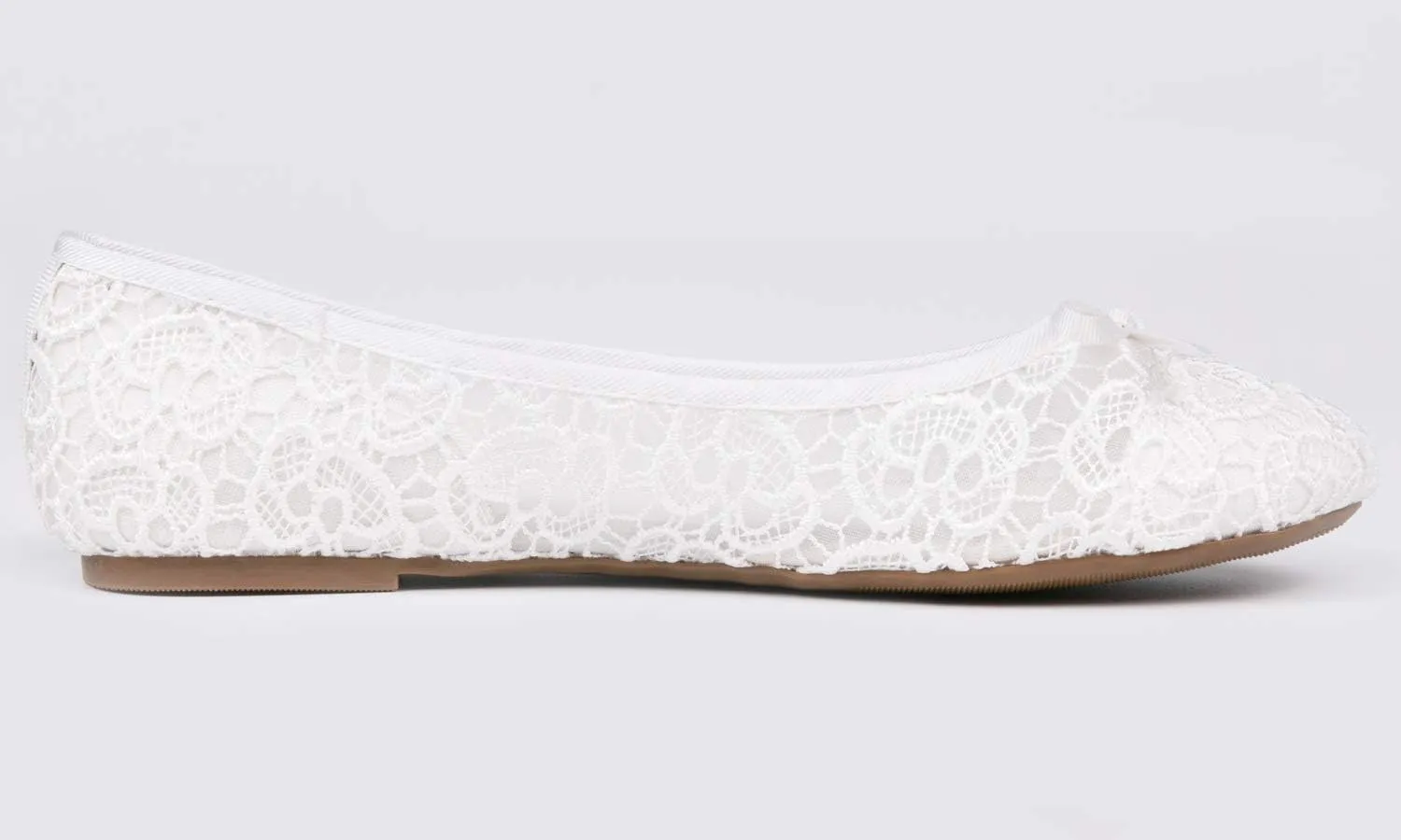 FEVERSOLE Round Toe Lace Ballet Crochet Flats Women's Comfy Breathable Shoes