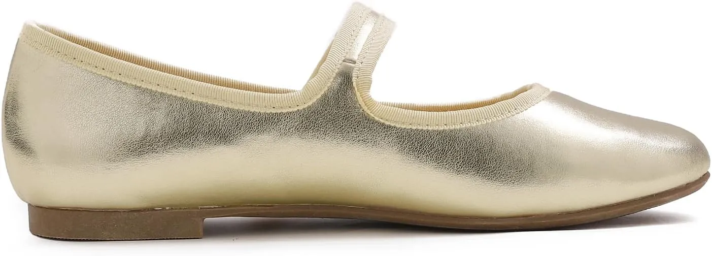 FEVERSOLE Women's Soft Cushion Extra Padded Comfort Round Toe Mary Jane Metal Buckle Fashion Ballet Flats Walking Shoes
