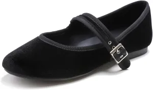 FEVERSOLE Women's Soft Cushion Extra Padded Comfort Round Toe Mary Jane Metal Buckle Fashion Ballet Flats Walking Shoes