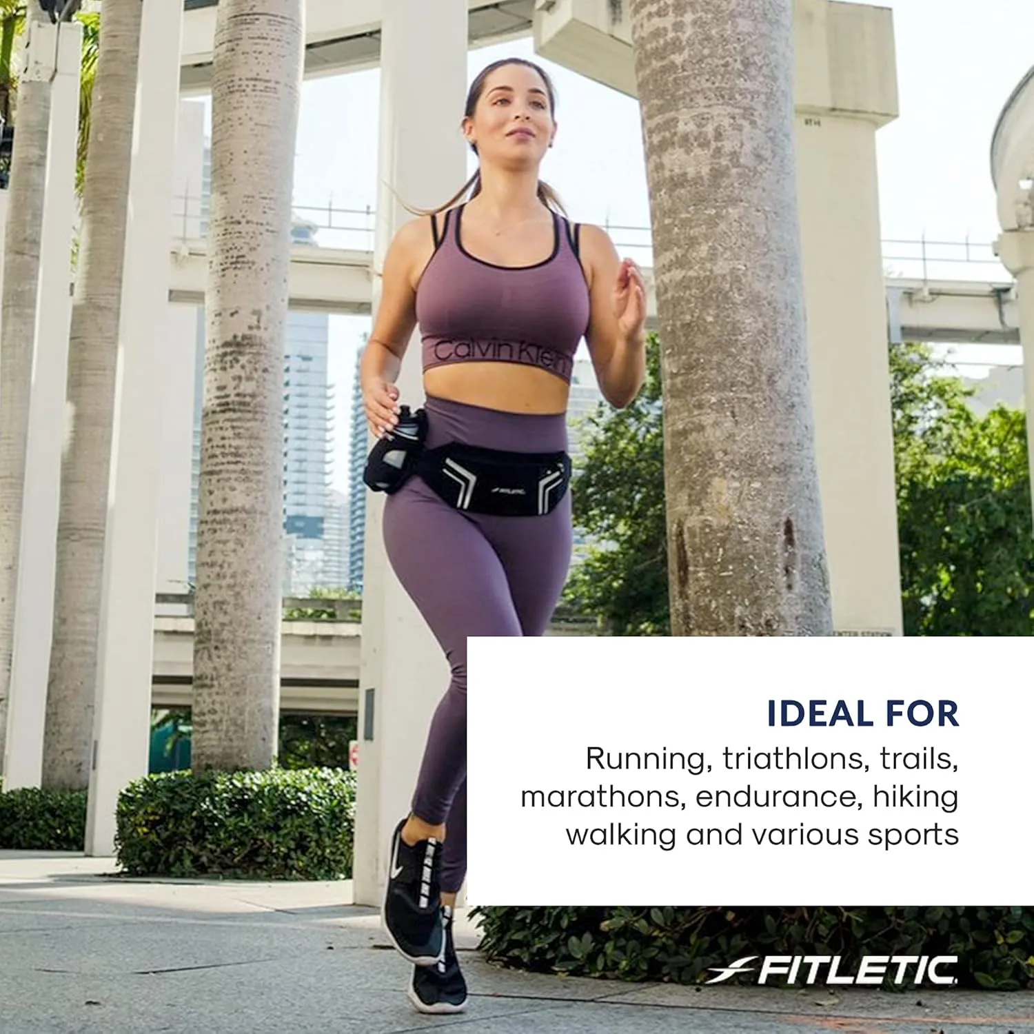 Fitletic 8-ounce Sport Water Bottle with Holster Attachable to Belts. No-Bite Cap Quick Hydration for Daily Running, Marathon, Triathlon