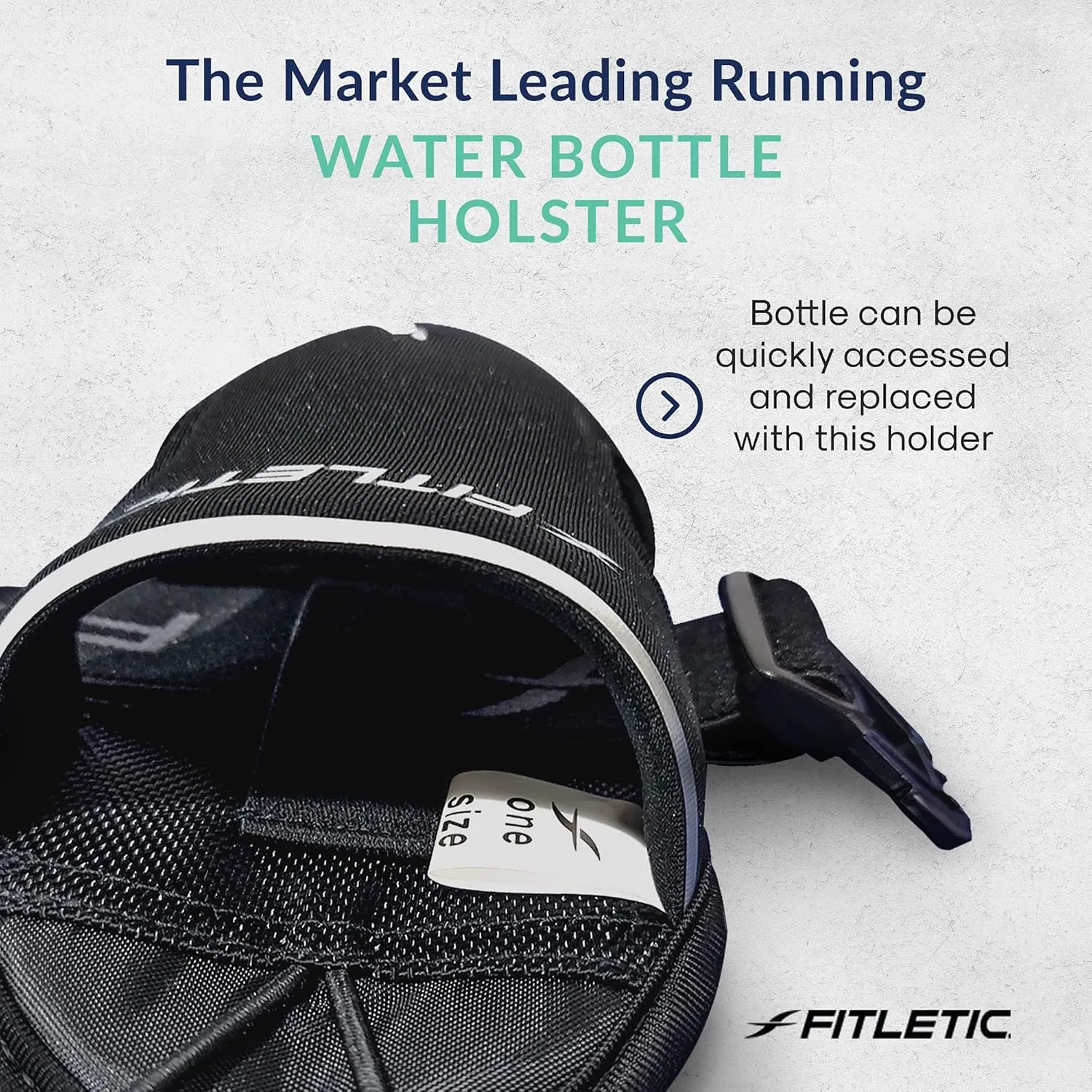 Fitletic 8-ounce Sport Water Bottle with Holster Attachable to Belts. No-Bite Cap Quick Hydration for Daily Running, Marathon, Triathlon