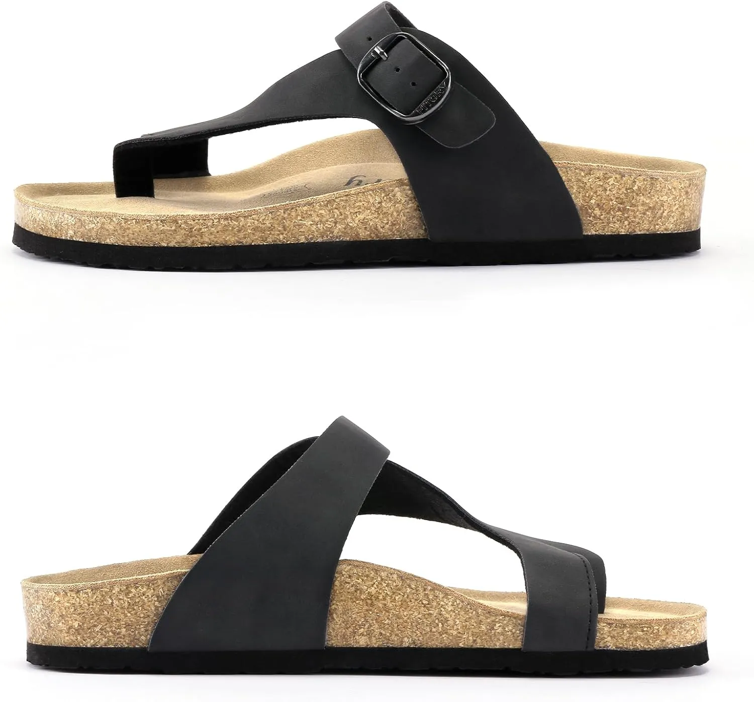 FITORY Women's Cork Footbed Slide Sandals with Comfort Suede Lining,Summer Arch Support Flat Sandals Size 6-11