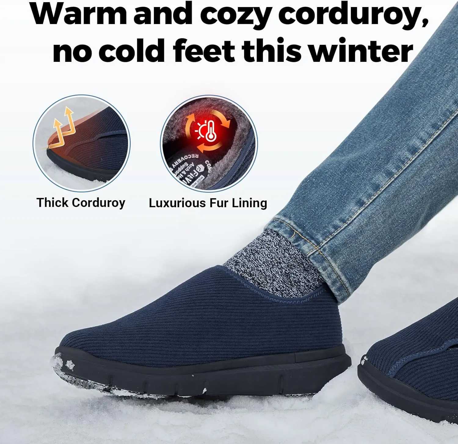 FitVille Diabetic Shoes for Men Extra Wide Width Adjustable Straps Men's Diabetic Shoes with Warm Fur Lining Diabetic Slippers for Men Extra Wide Width Foot Pain Relief Neuropathy