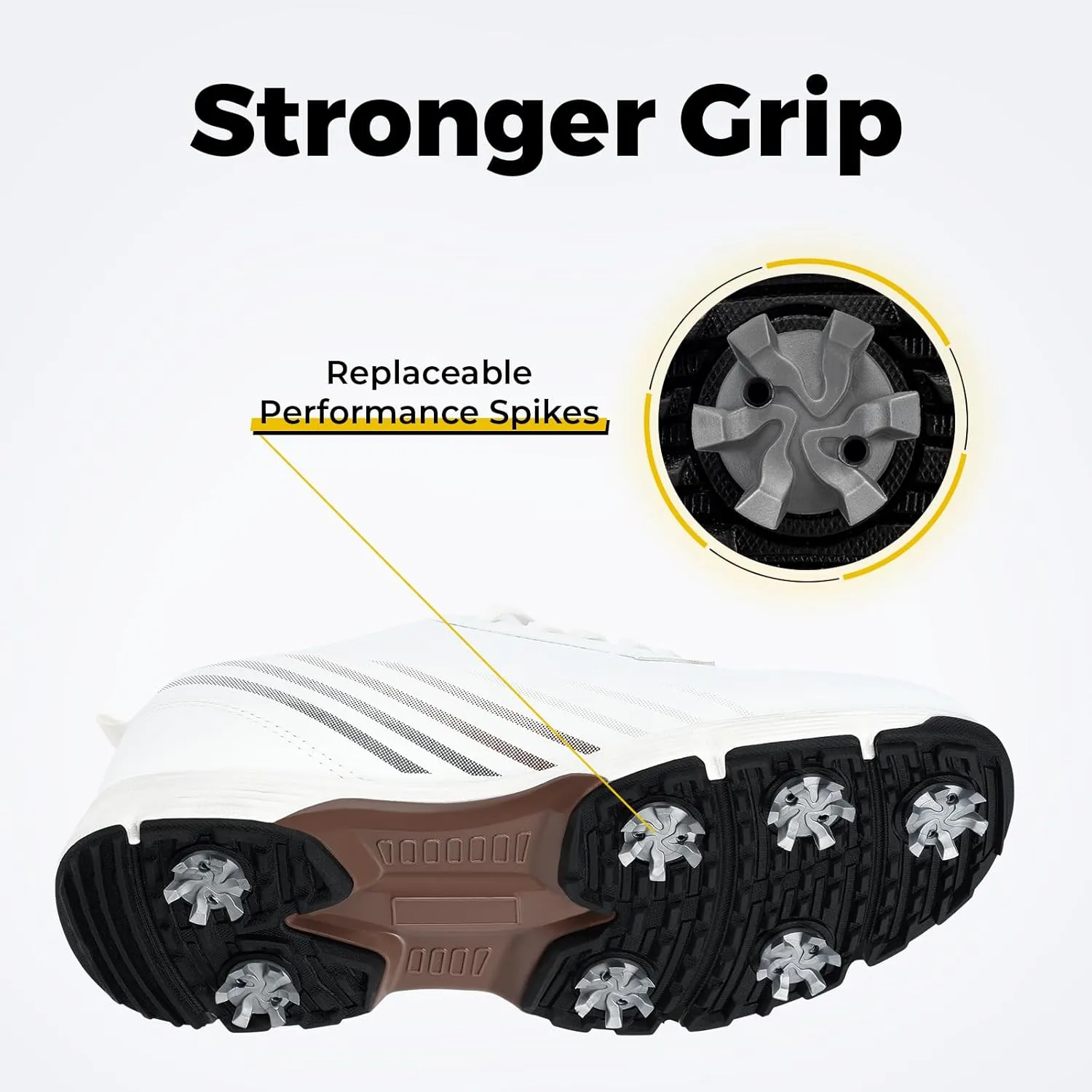 FitVille Wide Mens Golf Shoes Waterproof Lightweight Golf Shoes Men Spiked Extra Cushioning for Flat Feet Arch Support Heel Pain Relief