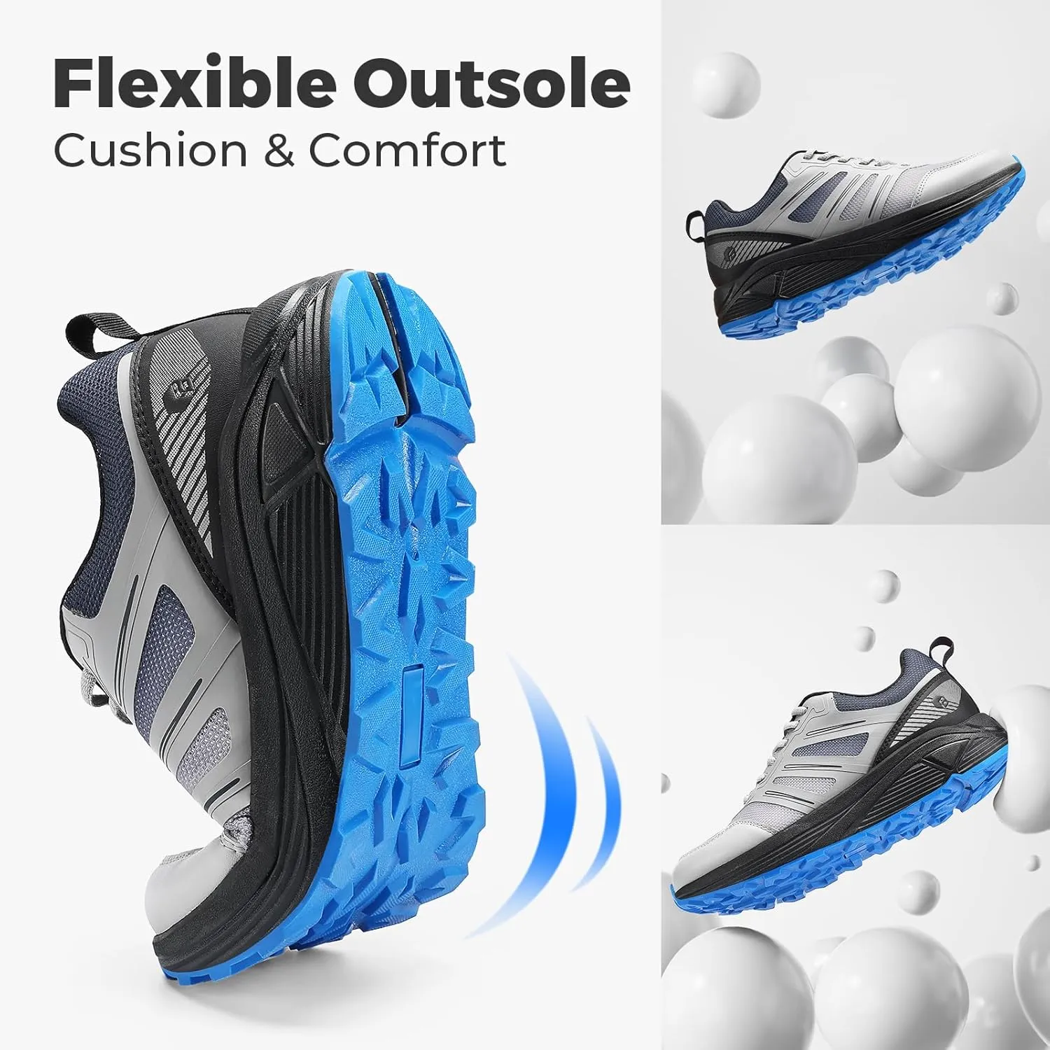 FitVille Wide Toe Box Sneakers for Men - Lightweight, Breathable Running Shoes for Diabetic Men, Flat Feet, Heel Pain & Plantar Fasciitis Relief
