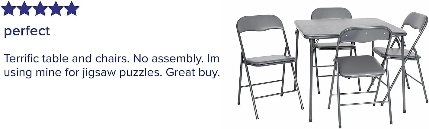 Flash Furniture Madison 5-Piece Folding Card Table and Chairs Set, Portable Event Table and Chairs Set for Indoor and Outdoor Gatherings, Gray