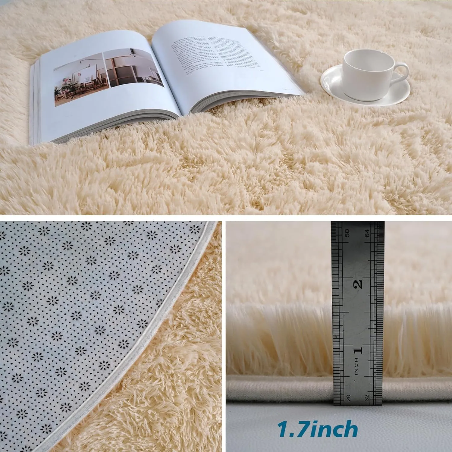 Fluffy Round Area Rugs for Bedroom,3'X3'Shag Circle Area Rugs for Girls Room,Non Slip Fuzzy Plush Rug for Kids Room Living Room and Dorm Home Decor Rug