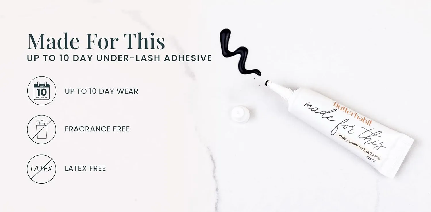 FlutterHabit Made for This Adhesive Lash Glue for Eyelash Extensions - Your Ultimate All-Day Hold Lash Cluster Glue for Effortless, Stunning, and Long-Lasting Eyelashes - All-in-one Lash Glue