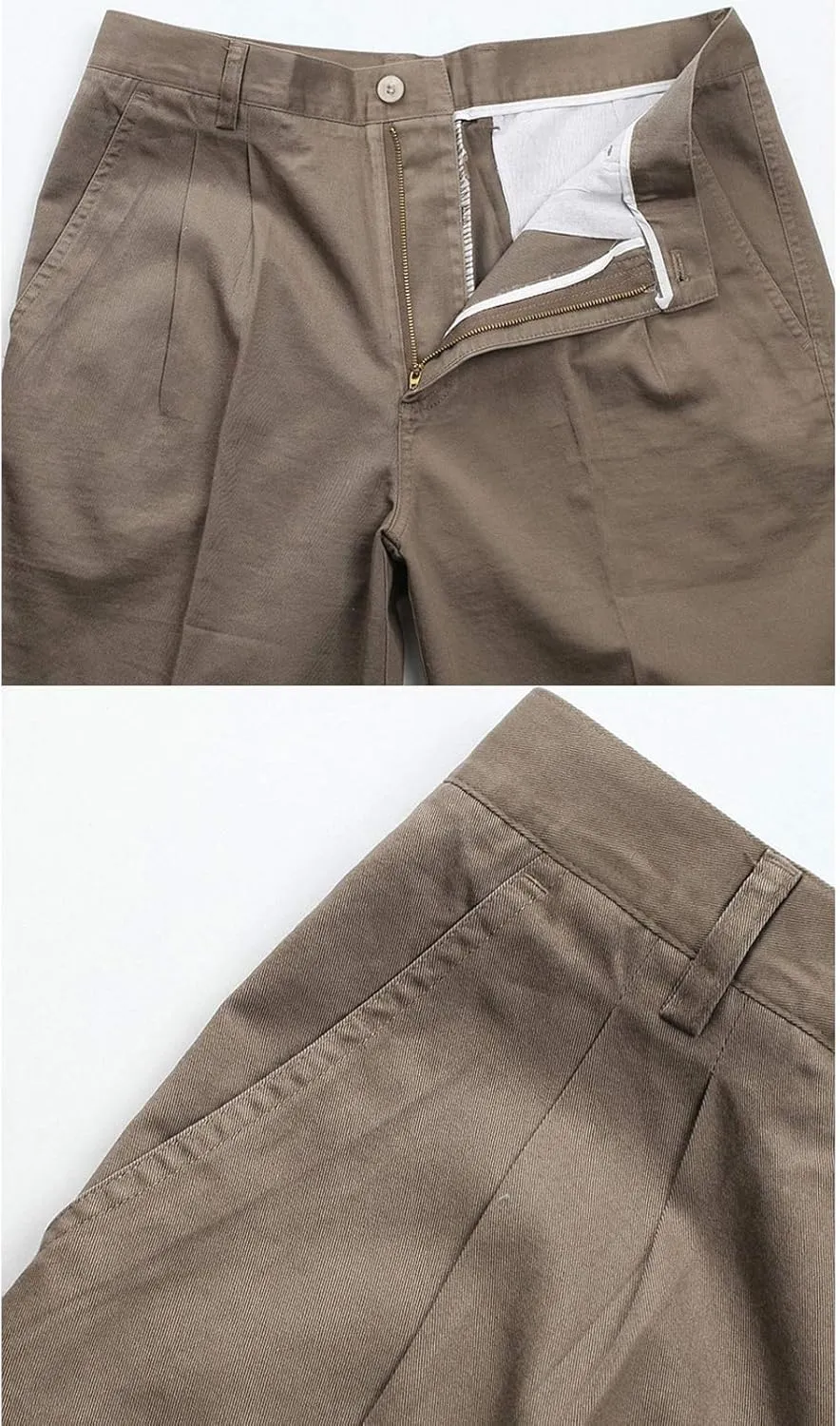 Flygo Men's Classic Fit 7'' Inseam Chino Oxford Shorts Pleated Flat Golf Shorts