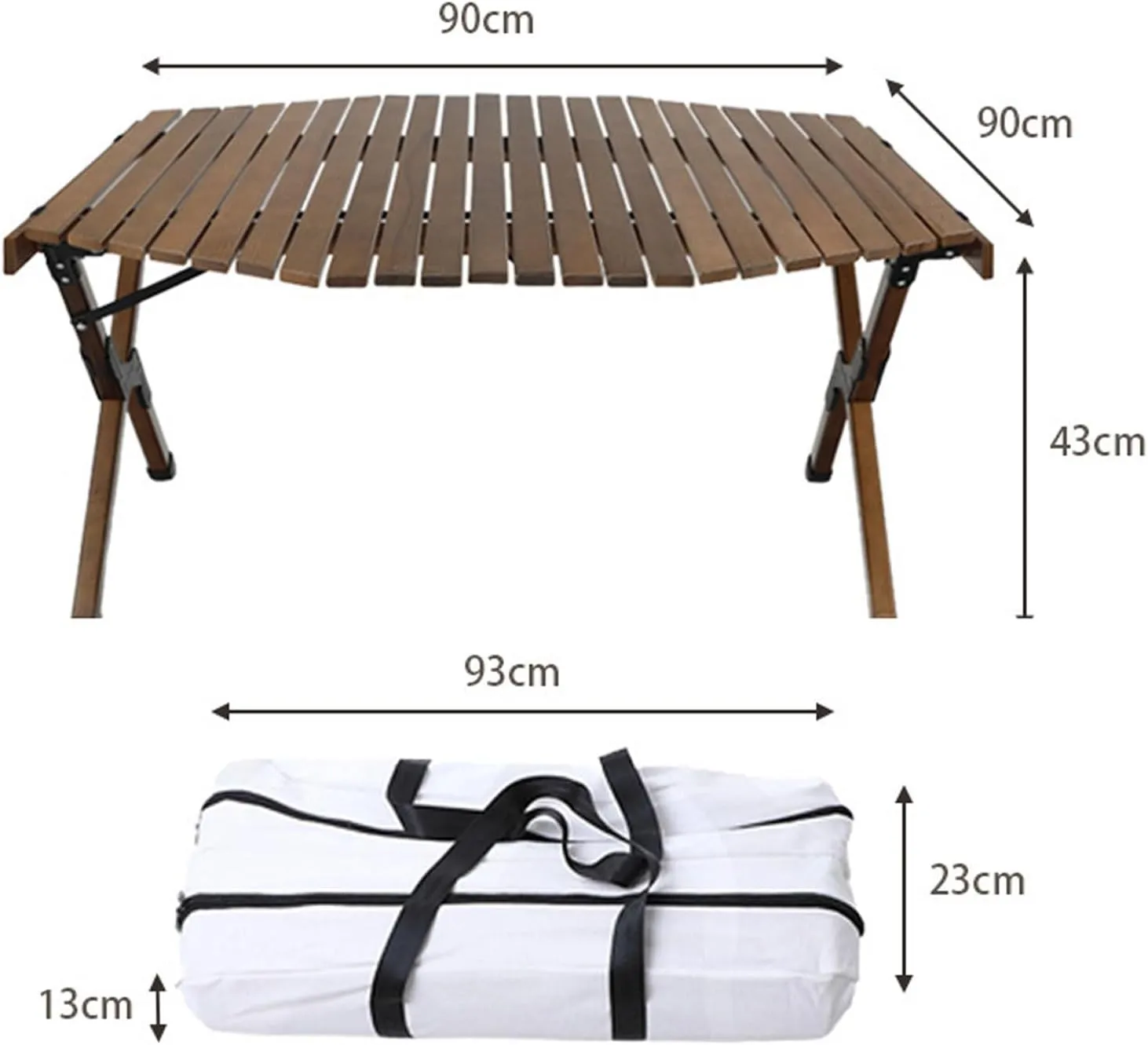 Foldable Camping Table with 6 Chair, Portable Picnic Table and Chairs, Roll-up Table Top Outdoor BBQ Table Folding Table Ultralight Lawn Chair for Garden Patio, Wood Color, Beige