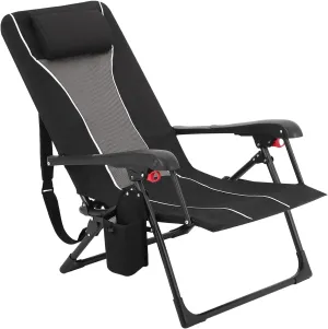 Folding Beach Chair for Adults, Folding Chaise Lounge, Portable Outdoor Camping Recliner, High Back Beach Chairs with Hard Armrest, Sun Lounger for Patio, Garden, 330lb Capacity