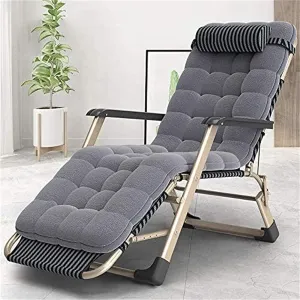 Folding Lounger Chair, Oversized Terrace Beach Lounger, Outdoor Garden Rocking Recliner, Adjustable Folding Deck Chair with Headrest, Breathable Mesh, for Campi