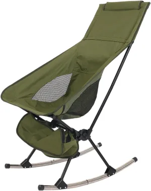 Folding Rocking Chair High Back Support Picnic Chair with Breathable Mesh Back and Oxford Cloth Perfect for Beach Parties.