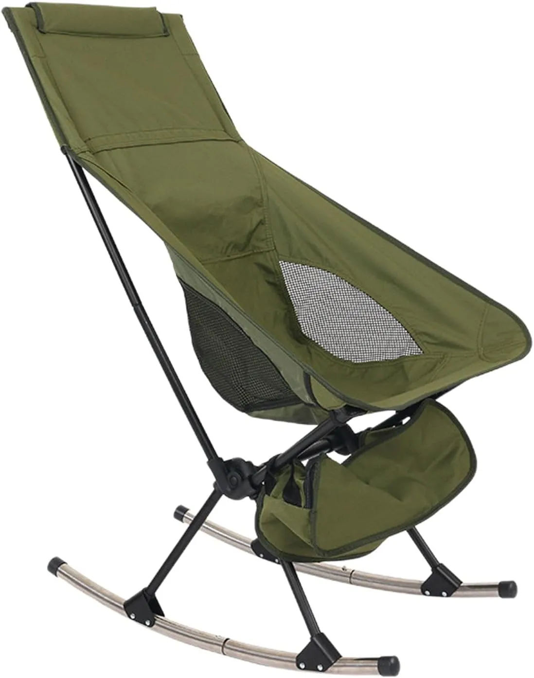 Folding Rocking Chair High Back Support Picnic Chair with Breathable Mesh Back and Oxford Cloth Perfect for Beach Parties.