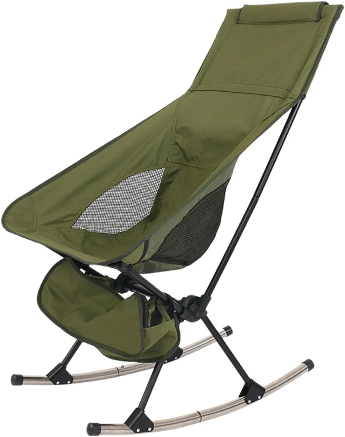 Folding Rocking Chair High Back Support Picnic Chair with Breathable Mesh Back and Oxford Cloth Perfect for Beach Parties.