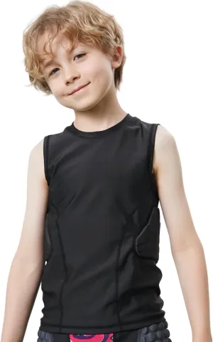 Football Rib Protector Vest for Youth Kids, Lacrosse Padded Comression Shirts for Boys & Girls