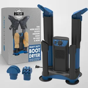 Forced Heat Boot Dryer - Heavy Duty Shoe Dryer with Heat Switch & Timer - Quickly Dry Garments - Collapsible Drying Tubes