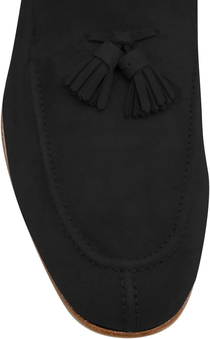 FSJ Men's Vintage Tassel Casual Loafers Slip-On Dress Shoes Fashion Soft Suede Luxury Evening Dress Suit Footwear Size 4-16 US