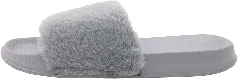 FUNKYMONKEY Women's Slides Faux Fur Cute Fuzzy Slippers Comfort Flat Sandals