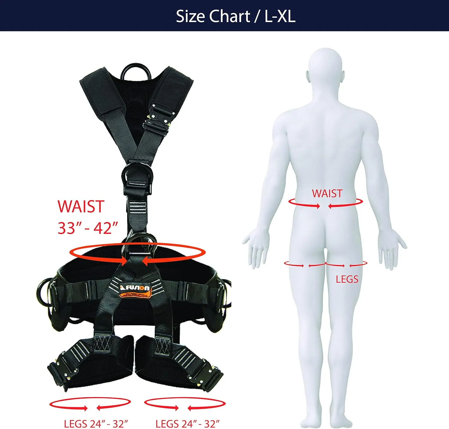 Fusion Climb Tac Rescue Tactical Full Body Eva Padded Heavy Duty Adjustable Zipline Harness 23kn