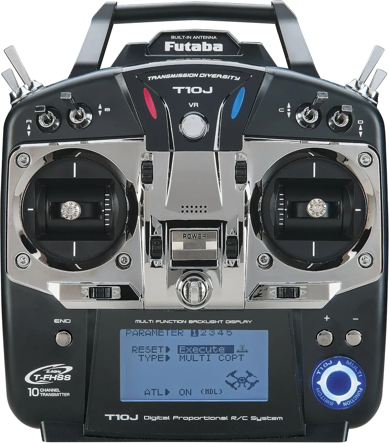Futaba 10JA 10-Channel 2.4GHz Mode 2 Air T-FHSS Computer Radio Transmitter with R3008SB Receiver