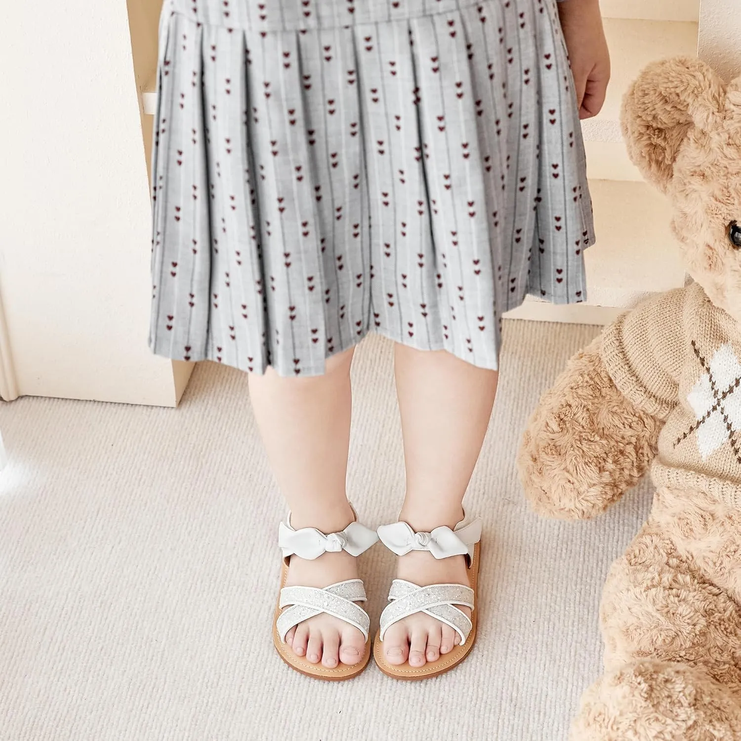 Girls Open Toe Flat Sandals Summer Casual Toddler Little Kid Sandals