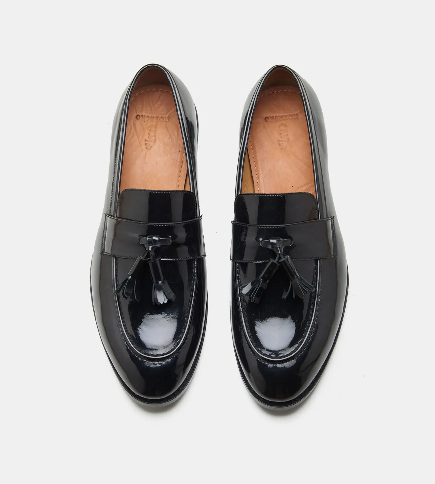 Goodyear Welted Black Patent Tassel Loafers
