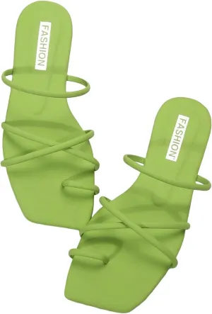 GORGLITTER Women's Criss Cross Strap Flat Sandals Ring Toe Thong Flip Flop