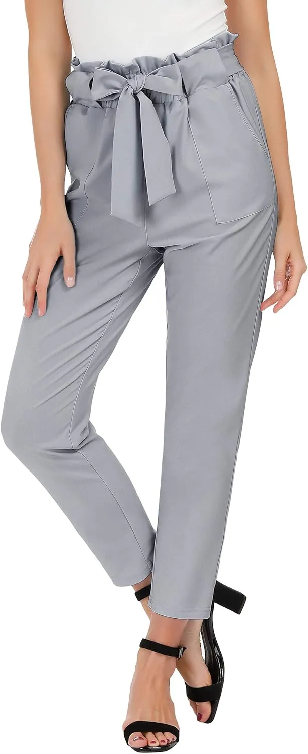 GRACE KARIN Women's Cropped Paper Bag Waist Pants with Pockets