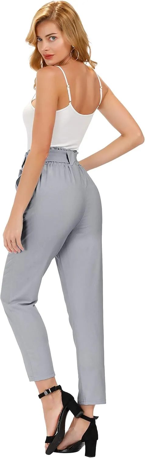 GRACE KARIN Women's Cropped Paper Bag Waist Pants with Pockets